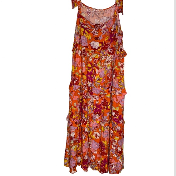 Brand New! Ivy Street Orange Multi Tiered dress with Ties at Shoulder Size 3X - Picture 8 of 11
